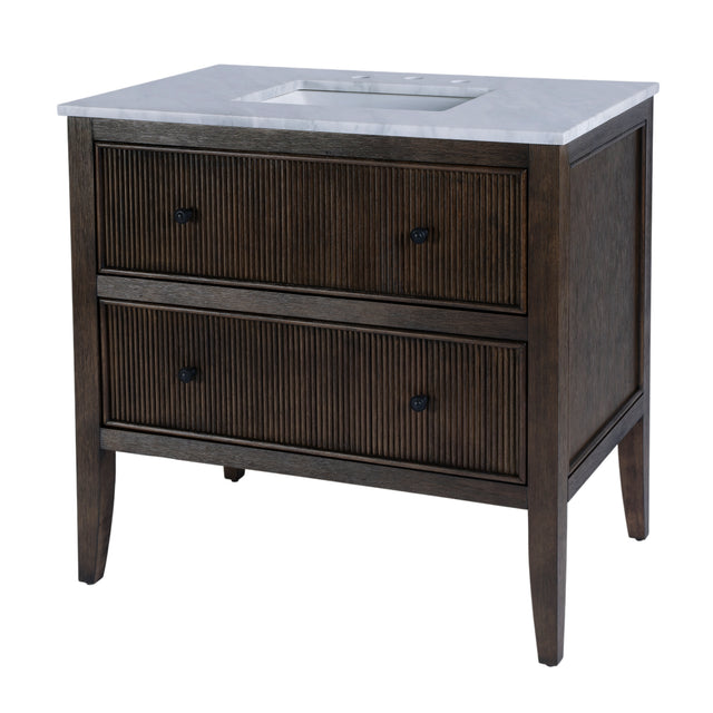 Bristol 36 in. W Marble and Wood 1 Drawer Ribbed Bathroom Vanity by Butler Specialty Company