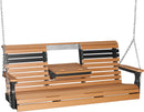 Plain Porch Swing 5 Foot with Fold Down Console by LuxCraft
