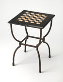 Frankie 18 in. W Square Fossil Stone and Metal Small Game Table by Butler Specialty Company