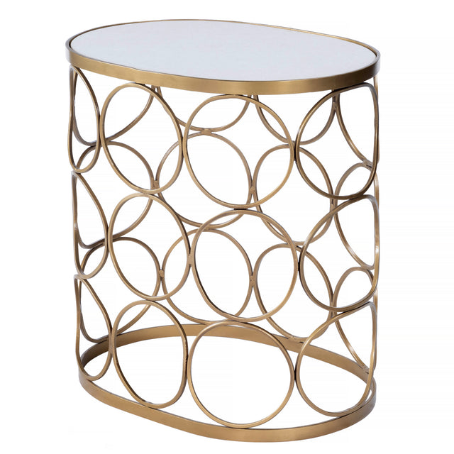 Talulah 20 in. W Oval Marble and Metal Side Table by Butler Specialty Company