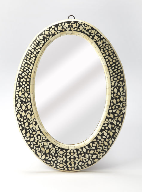 Orzo 18 in. W x 24 in. H Oval Bone Inlay Wall Mirror by Butler Specialty Company