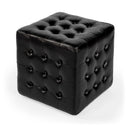 Leon 18 in. Square Button Tufted Leather Cube Ottoman by Butler Specialty Company