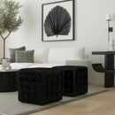 Leon 18 in. Square Button Tufted Leather Cube Ottoman by Butler Specialty Company