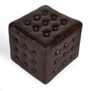Leon 18 in. Square Button Tufted Leather Cube Ottoman by Butler Specialty Company