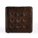 Leon 18 in. Square Button Tufted Leather Cube Ottoman by Butler Specialty Company