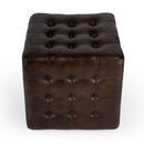 Leon 18 in. Square Button Tufted Leather Cube Ottoman by Butler Specialty Company