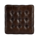 Leon 18 in. Square Button Tufted Leather Cube Ottoman by Butler Specialty Company