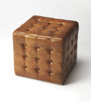Leon 18 in. Square Button Tufted Leather Cube Ottoman by Butler Specialty Company