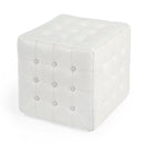 Leon 18 in. Square Button Tufted Leather Cube Ottoman by Butler Specialty Company