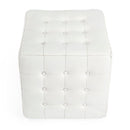 Leon 18 in. Square Button Tufted Leather Cube Ottoman by Butler Specialty Company