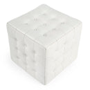 Leon 18 in. Square Button Tufted Leather Cube Ottoman by Butler Specialty Company
