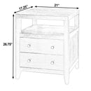 Dana 21 in. W Rectangular Wood 2 Drawer Narrow Nightstand with Top Open Shelf by Butler Specialty Company