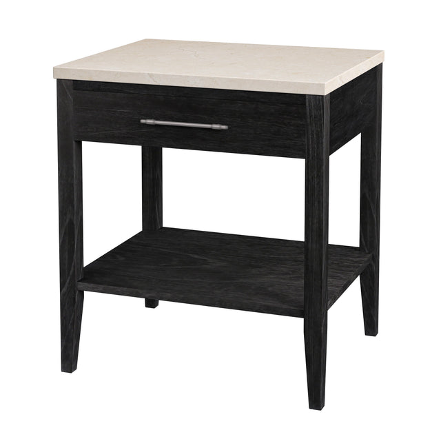Averly 22 in. W Rectangular Marble and Wood 1 Drawer Nightstand with Lower Open Shelf by Butler Specialty Company