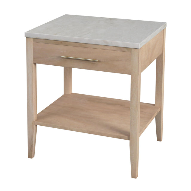 Averly 22 in. W Rectangular Marble and Wood 1 Drawer Nightstand with Lower Open Shelf by Butler Specialty Company