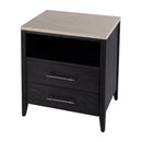Averly 22 in. W Rectangular Marble and Wood 2 Drawer Nightstand with Top Open Shelf by Butler Specialty Company