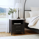 Averly 22 in. W Rectangular Marble and Wood 2 Drawer Nightstand with Top Open Shelf by Butler Specialty Company