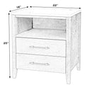 Averly 22 in. W Rectangular Marble and Wood 2 Drawer Nightstand with Top Open Shelf by Butler Specialty Company
