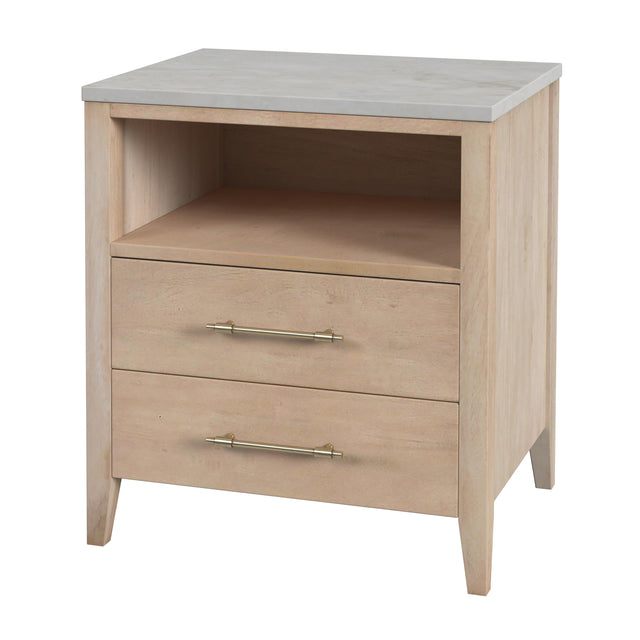 Averly 22 in. W Rectangular Marble and Wood 2 Drawer Nightstand with Top Open Shelf by Butler Specialty Company