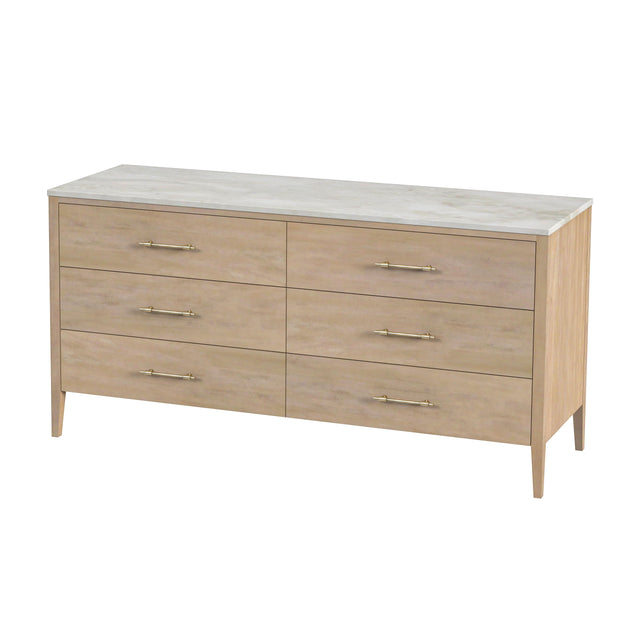 Averly 64 in. W Rectangular Marble and Wood 6 Drawer Dresser by Butler Specialty Company