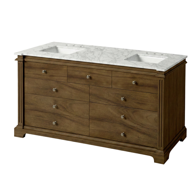 Rachelle 72 in. W Carrara Marble Top 5 Drawer Double Bathroom Vanity by Butler Specialty Company