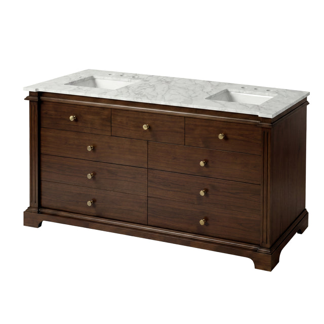 Rachelle 72 in. W Carrara Marble Top 5 Drawer Double Bathroom Vanity by Butler Specialty Company