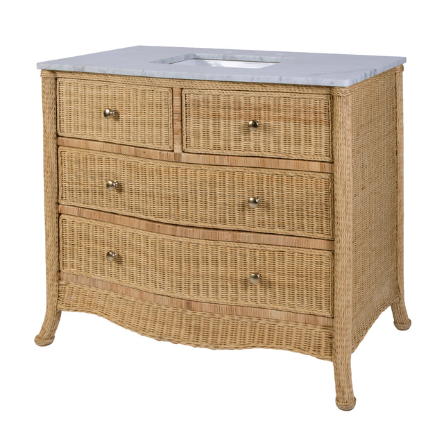 McLean 42 in. W Marble Top and Rattan 2 Drawer Single Bathroom Vanity by Butler Specialty Company