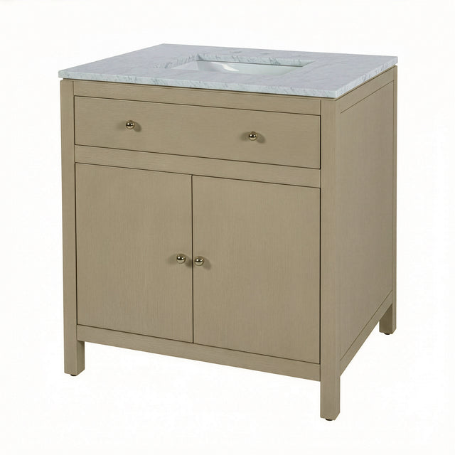 Nora 32 in. W Rectangular Wood & Marble Bathroom Vanity with Storage by Butler Specialty Company