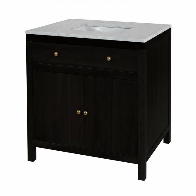 Nora 32 in. W Rectangular Wood & Marble Bathroom Vanity with Storage by Butler Specialty Company