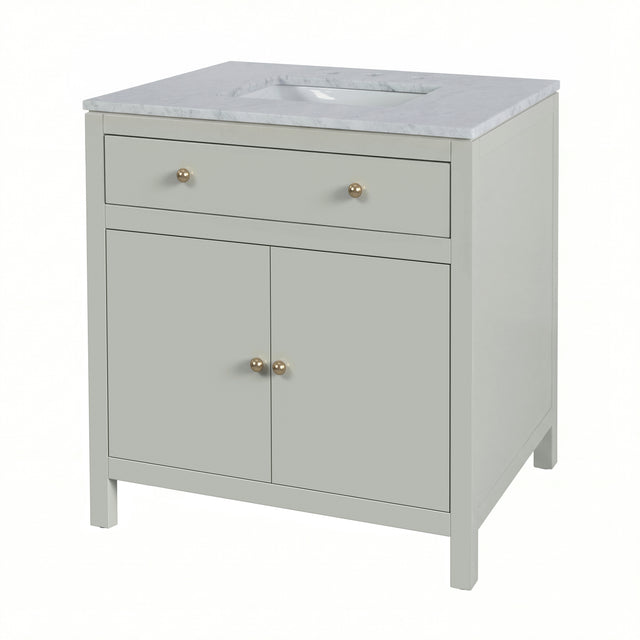 Nora 32 in. W Rectangular Wood & Marble Bathroom Vanity with Storage by Butler Specialty Company