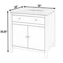 Nora 32 in. W Rectangular Wood & Marble Bathroom Vanity with Storage by Butler Specialty Company