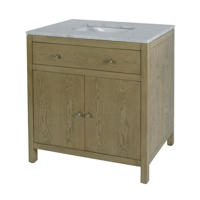 Nora 32 in. W Rectangular Wood & Marble Bathroom Vanity with Storage by Butler Specialty Company