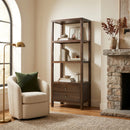 Nora 28 in. W x 70"H Wood 3 Tier Open Bookshelf with Drawers by Butler Specialty Company