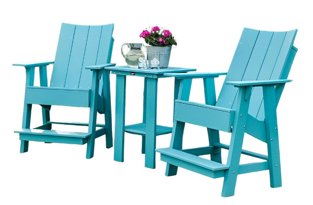 Outdoor Contemporary 2 High Adirondack Chairs with 1 Side Table by Wildridge