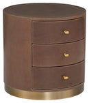 Fairfield Chair Dimitri Three Drawer Leather Wrapped Round End Table (sku: 8071-19)