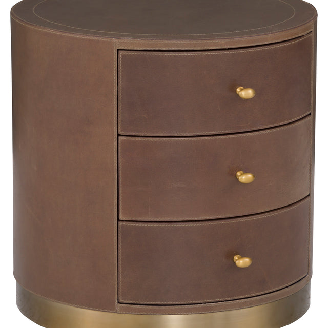 Fairfield Chair Dimitri Three Drawer Leather Wrapped Round End Table (sku: 8071-19)