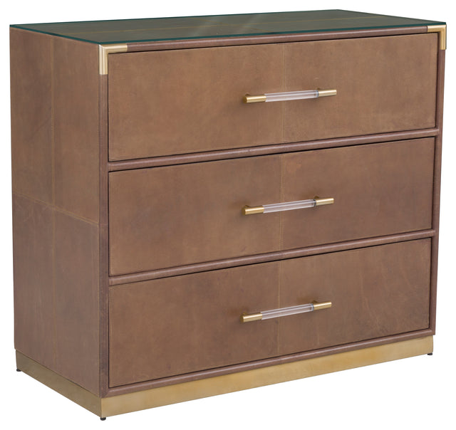 Fairfield Chair Dimitri Three Drawer Leather Wrapped Chest (sku: 8071-CH)