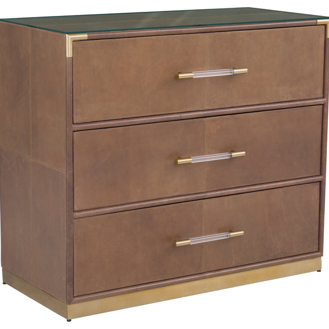 Fairfield Chair Dimitri Three Drawer Leather Wrapped Chest (sku: 8071-CH)