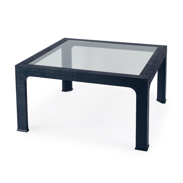 Chatham 36 in. W Square Glass and Raffia Coffee Table by Butler Specialty Company