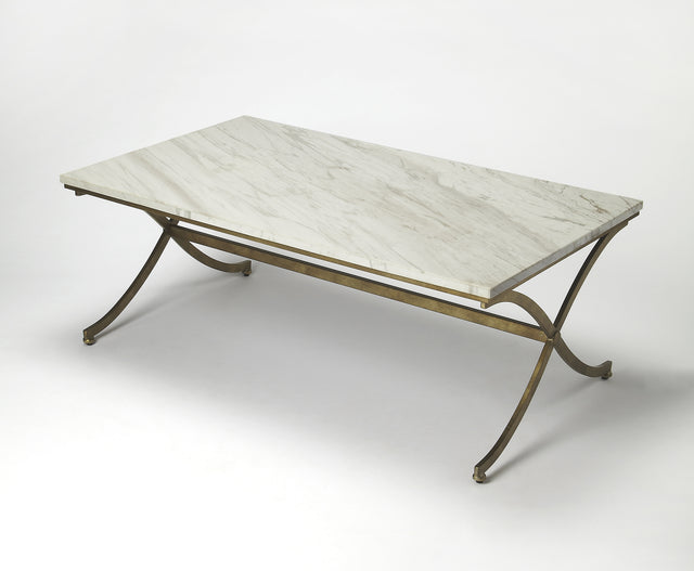 Pamina 45 in. W Rectangular Marble and Metal Coffee Table by Butler Specialty Company
