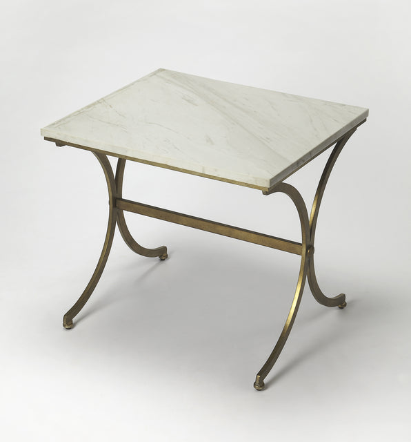 Pamina 27 in. W Rectangular Marble and Metal Side Table by Butler Specialty Company