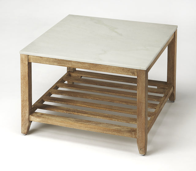 Brayden 24 in. W Square Marble & Wood Coffee Table by Butler Specialty Company