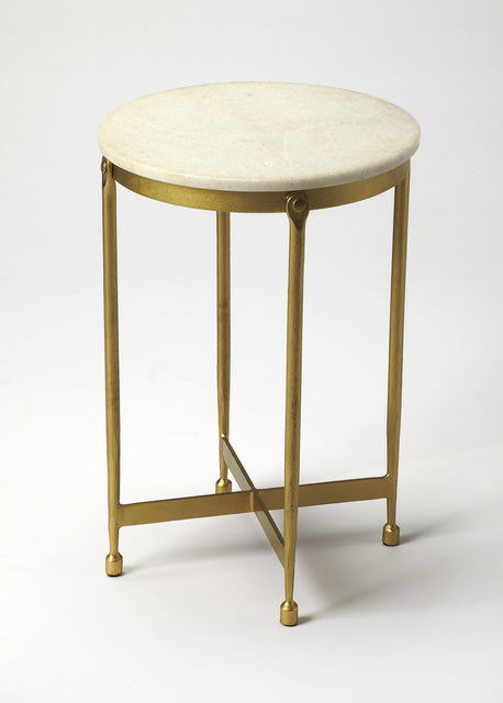 Claypool 13.5 in. W Round Marble and Metal Side Table by Butler Specialty Company