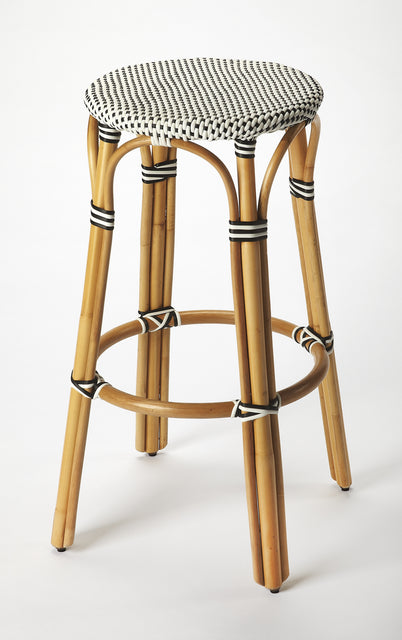 Tobias 30 in. Seat Height Round Rattan Backless Bar Stool by Butler Specialty Company