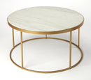Triton 34 in. W Round Marble and Metal Coffee Table by Butler Specialty Company