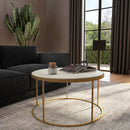 Triton 34 in. W Round Marble and Metal Coffee Table by Butler Specialty Company