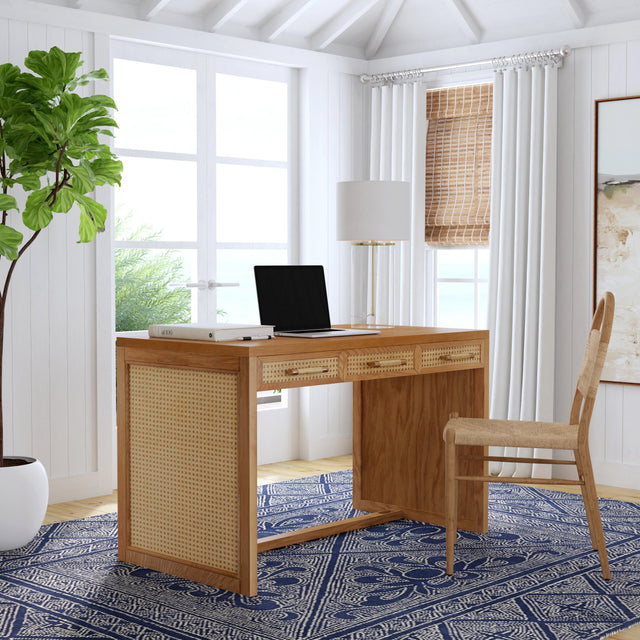 Mesa 48 in. W Rectangular Cane and Wood 3 Drawer Writing Desk by Butler Specialty Company