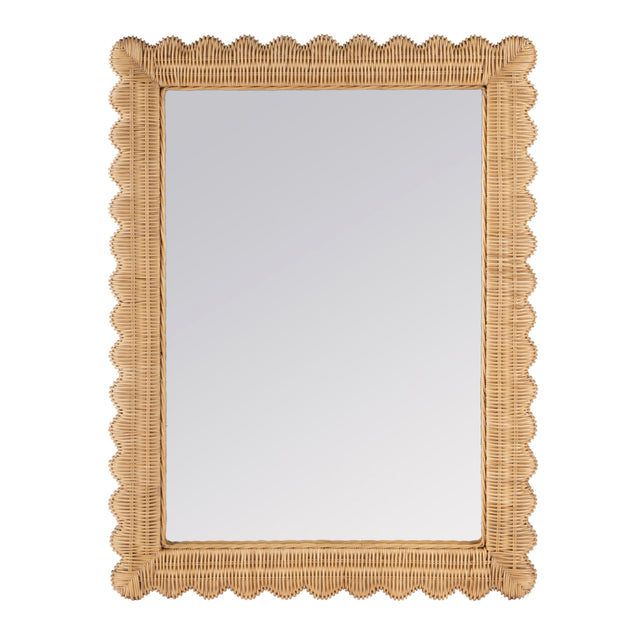 Flora 30 in. W x 40 in. H Rectangular Rattan Scalloped Edge Wall Mirror by Butler Specialty Company