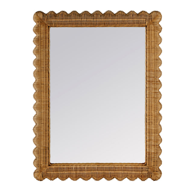 Flora 30 in. W x 40 in. H Rectangular Rattan Scalloped Edge Wall Mirror by Butler Specialty Company