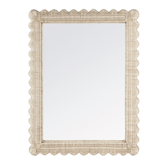 Flora 30 in. W x 40 in. H Rectangular Rattan Scalloped Edge Wall Mirror by Butler Specialty Company