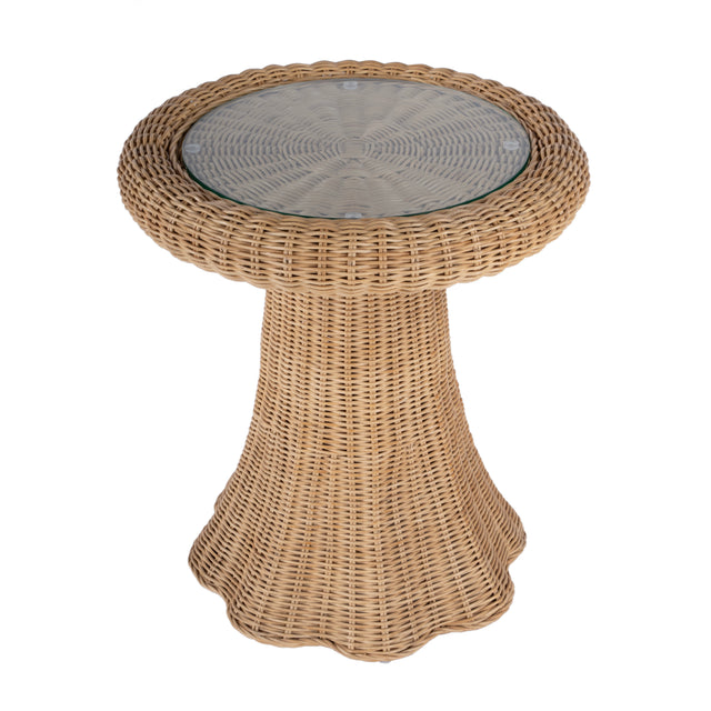 Flora 22 in. W Round Rattan Scalloped Edge End table by Butler Specialty Company